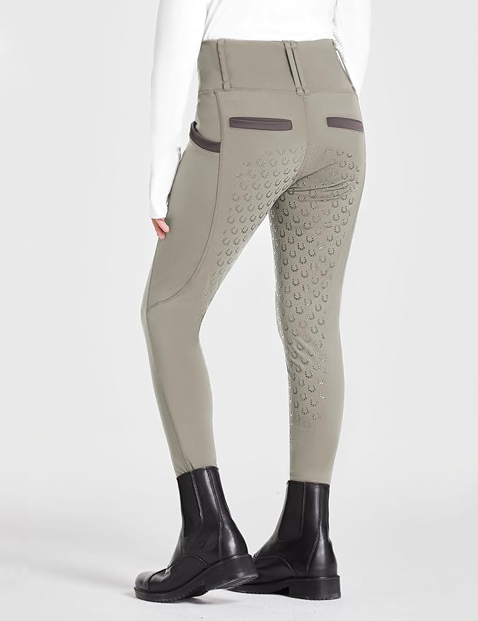 FitsT4 Sports Girls Riding Pants Full Seat High Waist Kids Equestrian Breeches Horse Schooling Tights Zipper Pockets