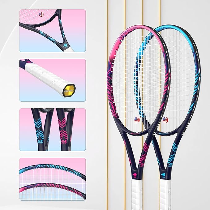 Adult 2 Player Tennis Racket Perfect for Beginner and Professional Players, 27” Speed Tennis Racquet Include Tennis Balls, Overgrips, Tennis Bag, Vibration Dampe, Cover