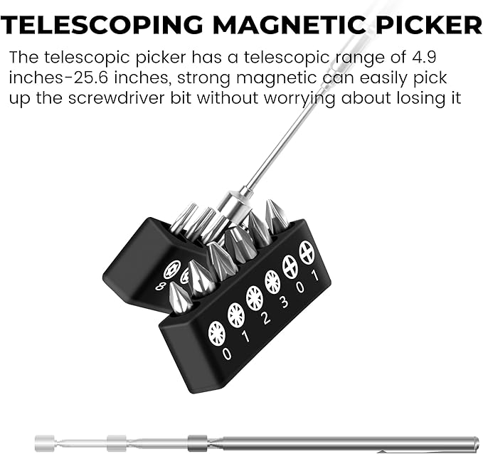 MulWark 63PC Magnetic Ratcheting Screwdriver Bit Set – Multibit Screw Driver with Screwdriver Bits Slotted, Torx, Hex, Pozi, Philips, Square; Nut Driver Set for SAE and Metric – Christmas Gift