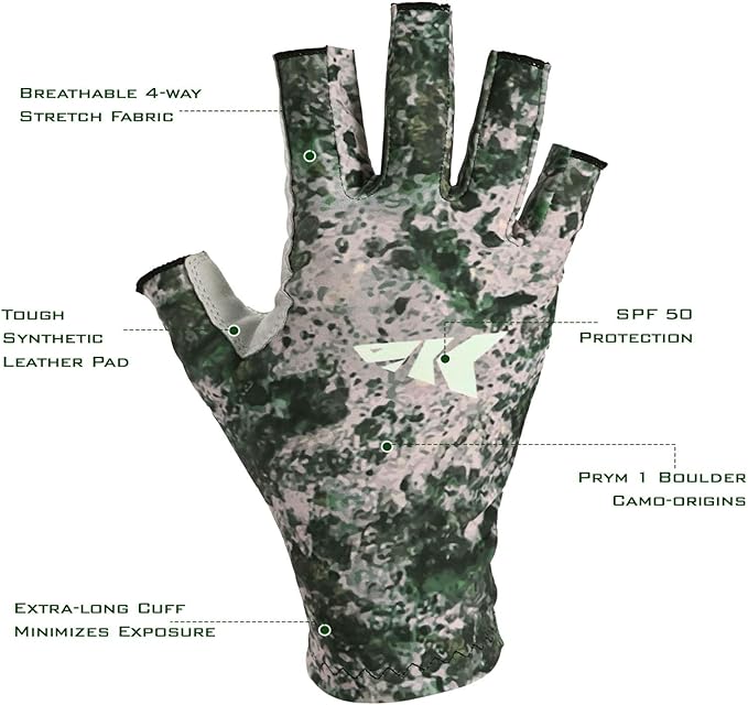 KastKing La Sal Fishing Gloves UPF50+ Sun Gloves UV Protection Fingerless Gloves Men Women for Outdoor, Kayaking, Rowing, Paddling, Canoeing, Hunting