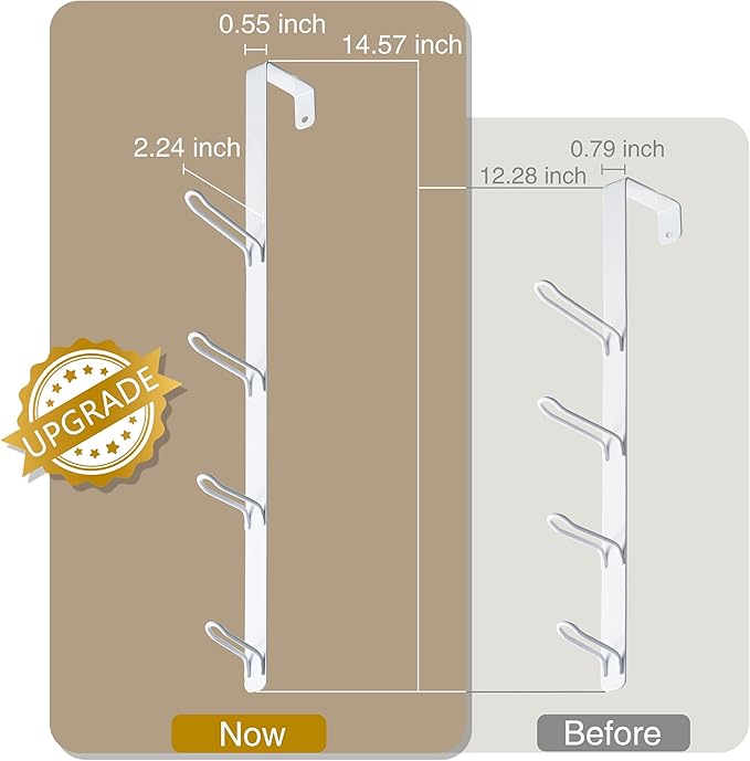 Over Door Towel Hooks: Space-Saving Overdoor Hanger Hook for Towels, Clothes, Coats – Vertical Storage Door Hook Organizer, Heavy-Duty Towel Hook for Bathroom & Closet, White, 3 PCS,for 1.7'' Doors