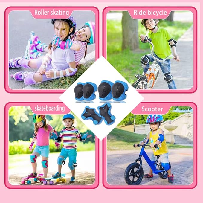 Knee Pads for Kids， Knee Pads and Elbow Pads Set Toddler 3-10 Years Protective Gear Set for Girls Boys with Wrist Guards for Skating Cycling Bike Rollerblading Scooter