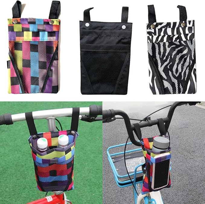 3 Pack Bike Handlebar Bag Bicycle Handle Bar Front Hanging Pouch 2 Layers with Mobile Phone Holder for Motorcycle eBike Scooter Trike Tricycle Cycling Vehicle Crossbar Kids Girls Boys Men Women
