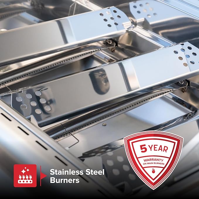 Nexgrill ステンレス製 3バーナー プロパンガスグリル 折りたたみ式サイドシェルフ付き、40,500BTUS、調理面積591.05平方インチ、屋外調理、グリル、バーベキュー、裏庭、テールゲーティングに最適、720-0830MN