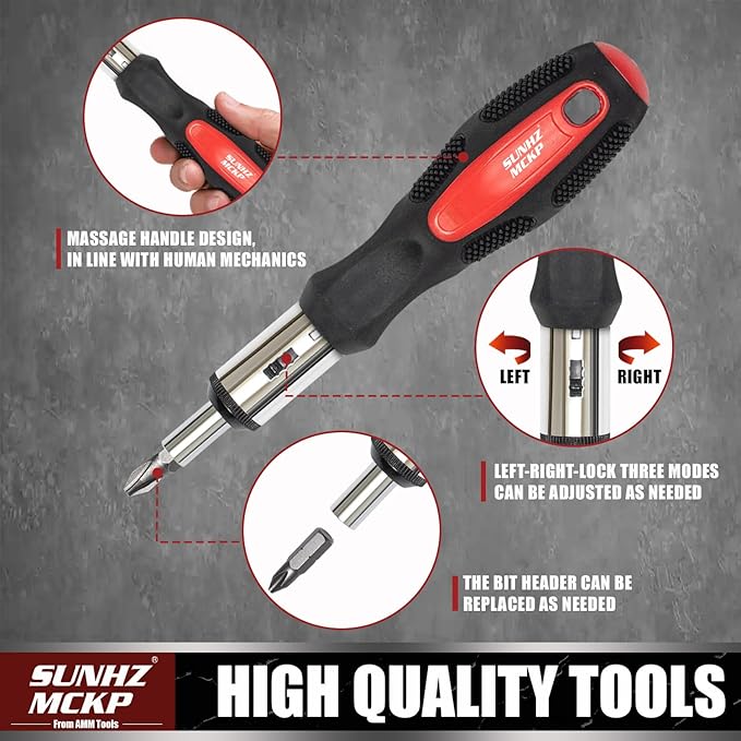 SUNHZMCKP 124-Piece Magnetic Screwdriver set, Includes Slotted, Phillips, Pozidriv, Hex, Torx and Precision Screwdriver, ratcheting screwdriver and nut drivers With Storage rack