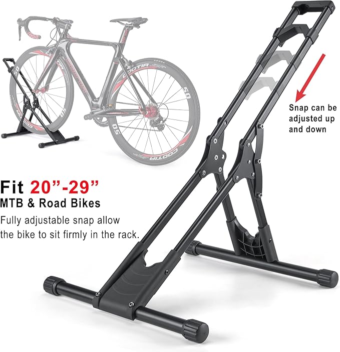 CHEPARK Bike Floor Stand Rack- Indoor Bike Stand for Garage/Home - Bike Storage Bicycle Parking Rack Fit 20”-29” Mountain Road Bikes (1 Bike Rack)