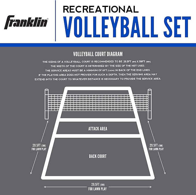 Franklin Sports Volleyball + Badminton Sets - Beach + Backyard Game Set - Volleyball, Pump, Badminton Rackets, Birdies, Net + Poles Included