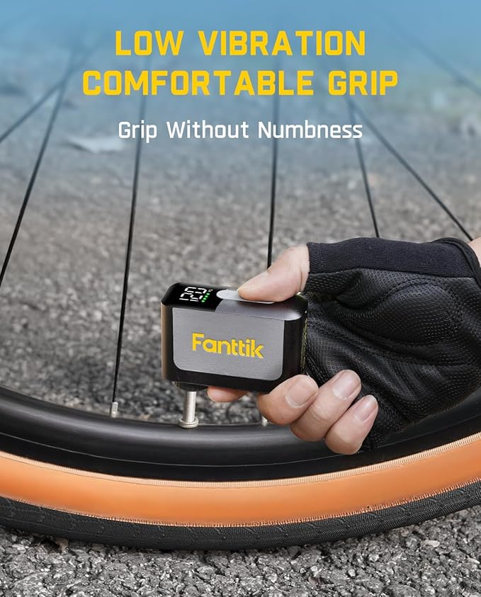 Fanttik X10 Ace Mini Bike Pump with Gauge, 120PSI Electric Tiny Bike Pump with Presta and Schrader Valve, Auto Stop, Fast Inflation for Road Bike（4.23oz