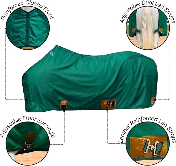 Nylon Horse 420D Stable Sheet | Breathable & Durable Horse Sheet | Keeps Coat Clean, Smooth & Shiny | Adjustable Fit Summer Sheet (60"– 86" Sizes)