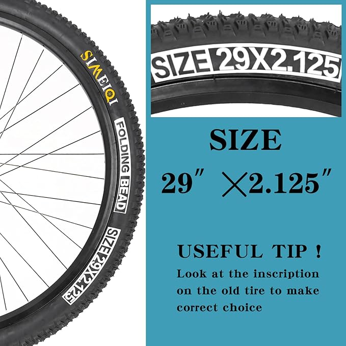 2 Pack 26x2.1 / 29x2.125 Bike Tires 3mm Anti-Puncture Layer with or Without 26x1.75/2,125 Inner Tubes for Mountain Trail City Bicycle Folading Replacement Tyres
