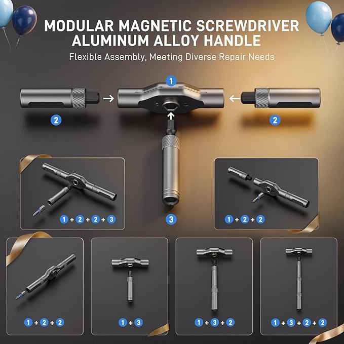 42-in-1 Magnetic Screwdriver Set, Screwdriver Set with Storage Case, Father’s Day Gifts for men, Cool Gadgets for Men, Ratcheting for Furniture, Computer, Bicycle, and DIY