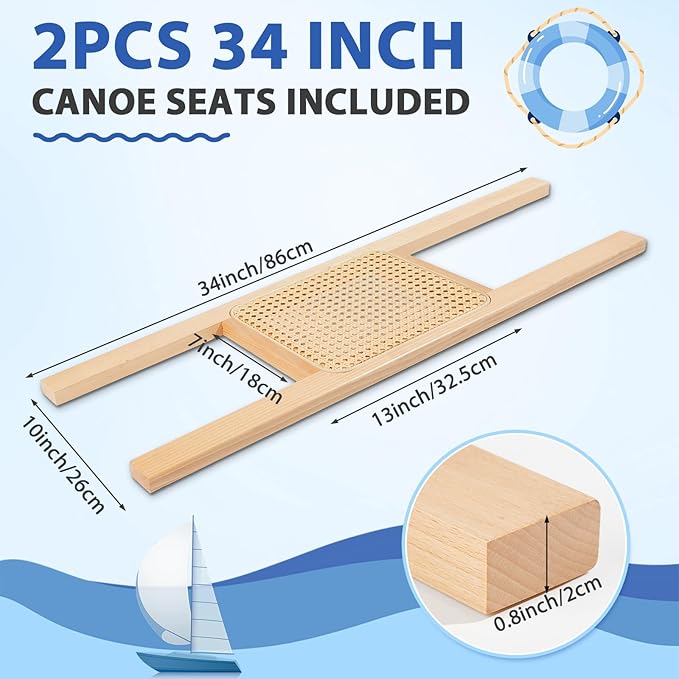 2 Pcs 34 Inch Canoe Webbed Seat Outdoor Caned Seat Replacement Canoe Hardware Accessories Weather-Resistant for Kayaking Boating Fishing Camping
