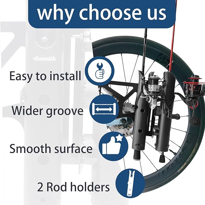 Aventik Bike Fishing Rod Holder for Bike Hold 2 Rods Easy to Mount Secure Stable Fishing Pole Holders