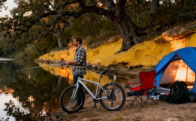 2-Tubes Fishing Rod Holder for Bike, Bike Fishing Pole Holder and Carrier,Rod Rack for Bicycle Fishing
