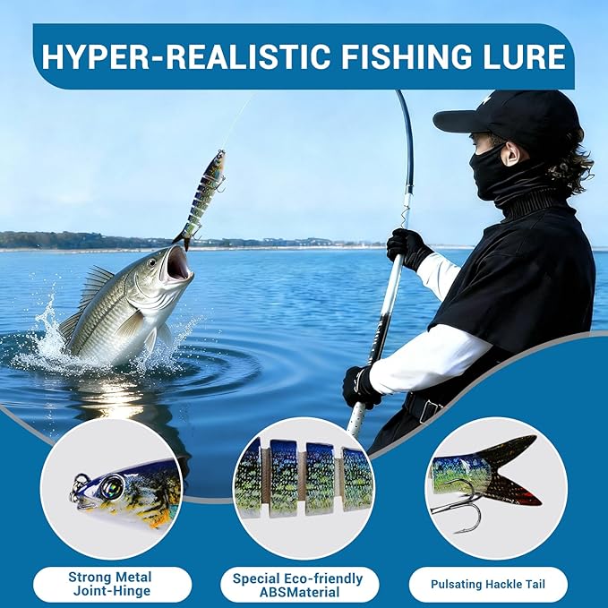 Fishing Lures Multi Jointed Fish Fishing Kits Slow Sinking Lifelike Swimbait Freshwater and Saltwater Crankbaits for Bass Trout Bass Lures