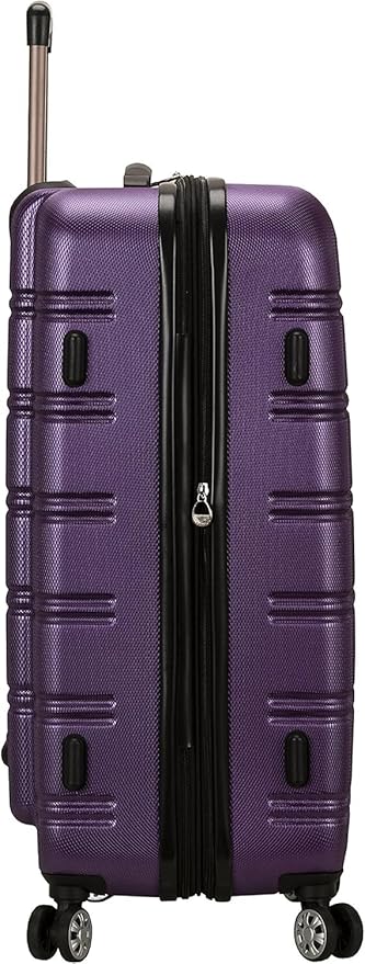 Rockland Melbourne Hardside Expandable Spinner Wheel Luggage, Purple, Checked-Medium 24-Inch