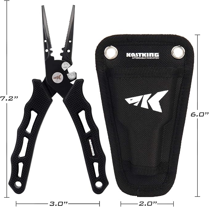 KastKing Cutthroat 7インチ スプリットリングプライヤー、420ステンレス製、海水対応、タングステンカーバイドカッター搭載