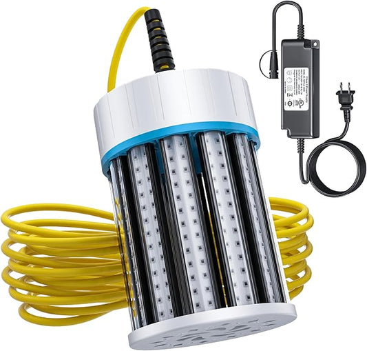 超高輝度水中釣りライト、110V & 12V グリーンLED水中集魚灯（桟橋、ボート、カヤック用）、淡水・海水対応IP68準拠（9.1mケーブル）