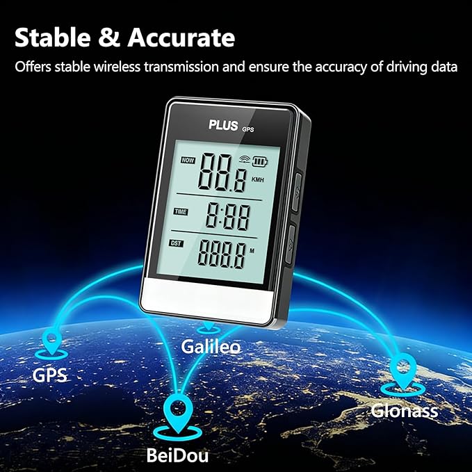 GPS Bike Computer, Wireless Cycling Speedometer Odometer with 3.26" LCD Display, IPX6 Waterproof, Provide Professional Data Analysis for Road Bike Mountain Bike