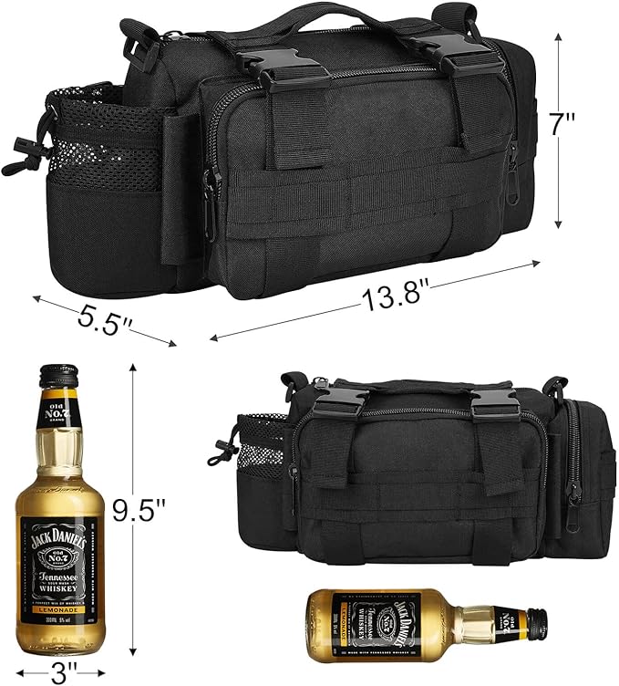 BraveHawk OUTDOORS Bike Handlebar Bag, 900D Nylon Oxford Multi-Purpose Tactical Waist Bag Heavy-Duty Water Resistant MOLLE Outdoor Bicycle Pack for Cycling Hiking (Large)