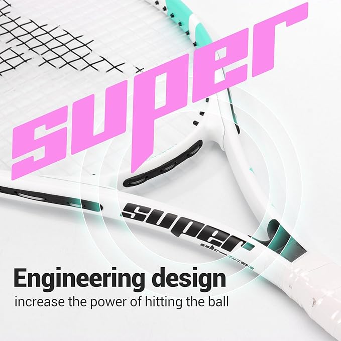 27 Inch Tennis Rackets for Adult Recreational 2 Players Tennis Rackets Set with 2 Overgrips and 1 Tennis Bag. Perfect for Beginners and Students Training