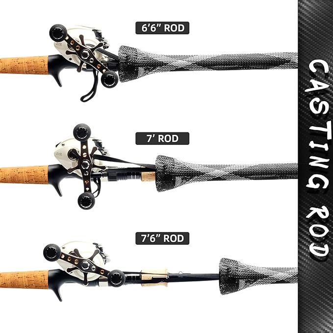 SF Fishing Rod Sock Fishing Rod Sleeve Rod Cover Braided Mesh Rod Protector Pole Gloves Fishing Tools for Spinning Fishing Rod,Casting Rod,Musky Rod, Ice Rod, Fly Rod, Spey Rod