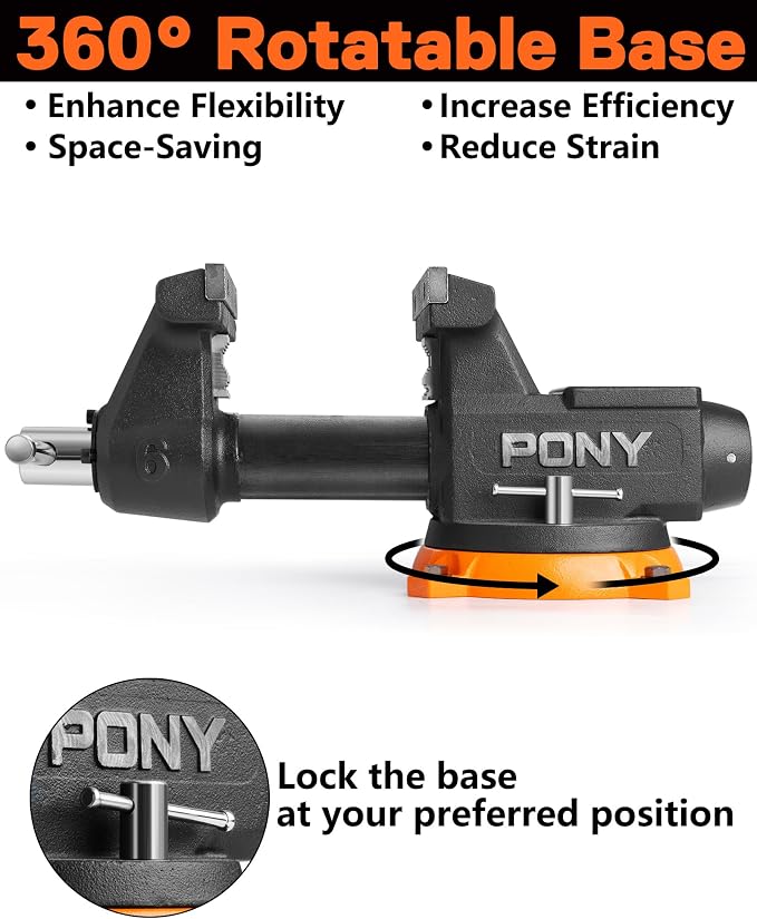 PONY 6 Inch Heavy Duty Bench Vise, 8800LBS Clamping Force Pro Workshop Vise