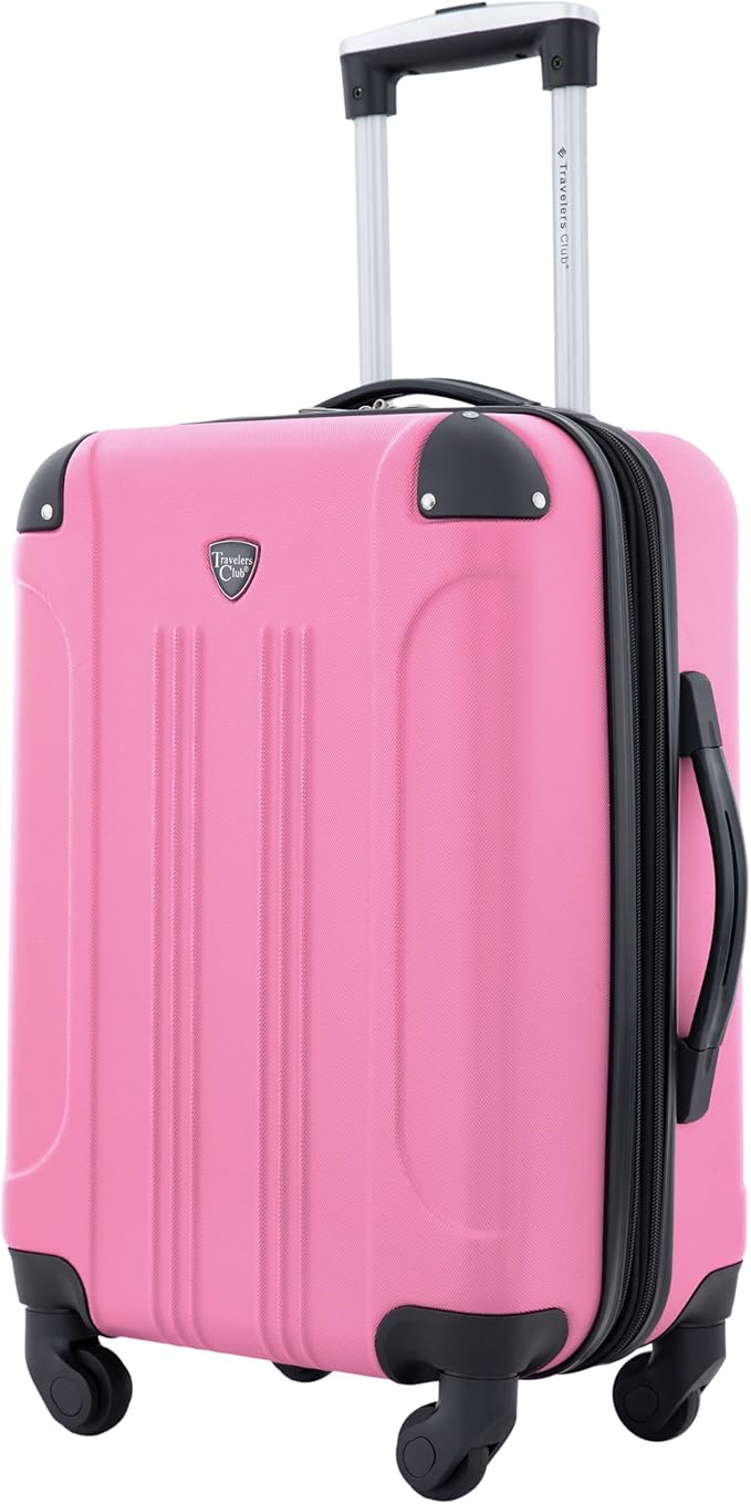 Travelers Club シカゴ ハードサイド 拡張可能スピナーラゲージ ホットピンク 20インチ機内持ち込み HS-20720-EX-690N