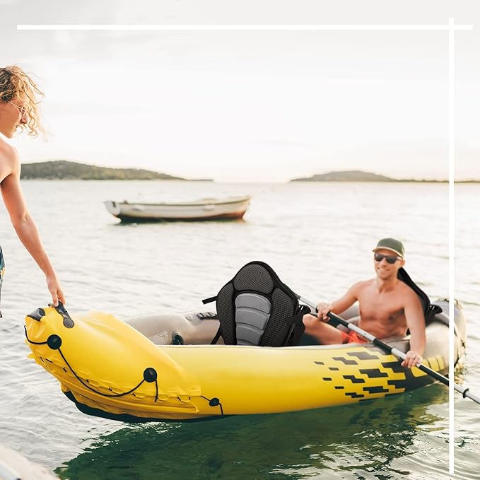 Lewtemi 2 Pack Kayak Seats with Back Support Adjustable Sit on Top Padded Boat Seat with Detachable Storage Bag and 8 Fixed D Ring and Screws