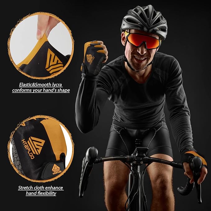 Bike Gloves for Men Women with Anti-Slip Shock-Absorbing Pad, Light Weight Half-Finger Cycling Gloves