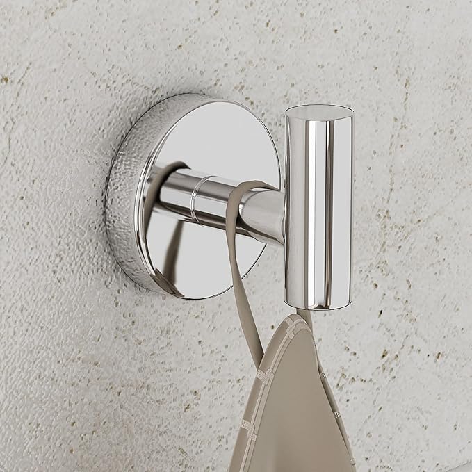 Towel Hooks for Bathroom 2 Packs Screw- in Chrome Finish Wall Mount Towel Holder Towel Rack, Heavy Duty Robe Coat Loofah Hooks for Shower, Kitchen,Hotel, Pool Tile, Brick Modern Style Decor Wall Hooks