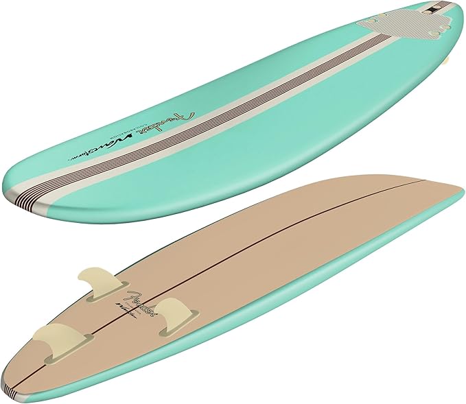 Fender x Wavestorm Collaboration 8ft Surfboard | Graphic top Deck with high Density Slick Bottom | for Kids and Adults | Foam Construction with Accessories | Leg Leash and Fin Set Included