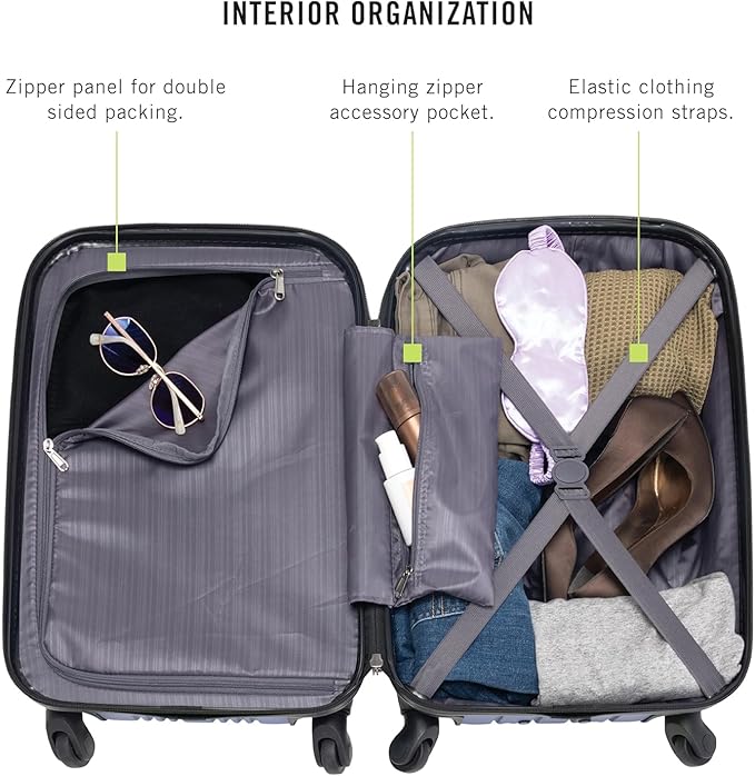 Kenneth Cole REACTION Out of Bounds Lightweight Hardshell 4-Wheel Spinner Luggage, Naval, 20-Inch Carry On