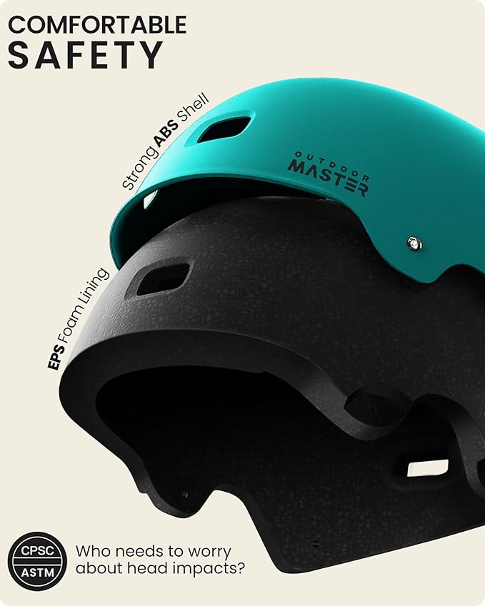 OutdoorMaster スケートボード サイクリング ヘルメット - 取り外し可能なインナー2枚 通気性 多用途 スポーツ スクーター ローラースケート インラインスケート ローラーブレード 子供 ユース 大人用