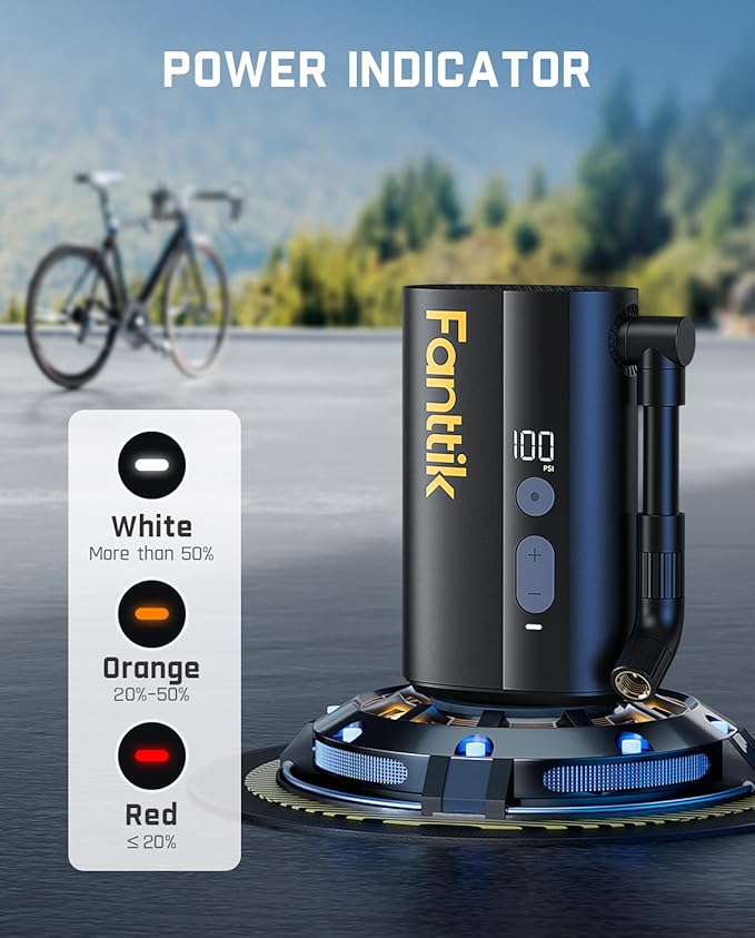 Fanttik X9 Ace Mini Bike Pump, 32s Fast Inflate Bike Pump with Gauge, 150PSI Electric Air Pump with Presta and Schrader Valve, Suitable for Motorcycle, Road Bike, Electric Bike, MTB
