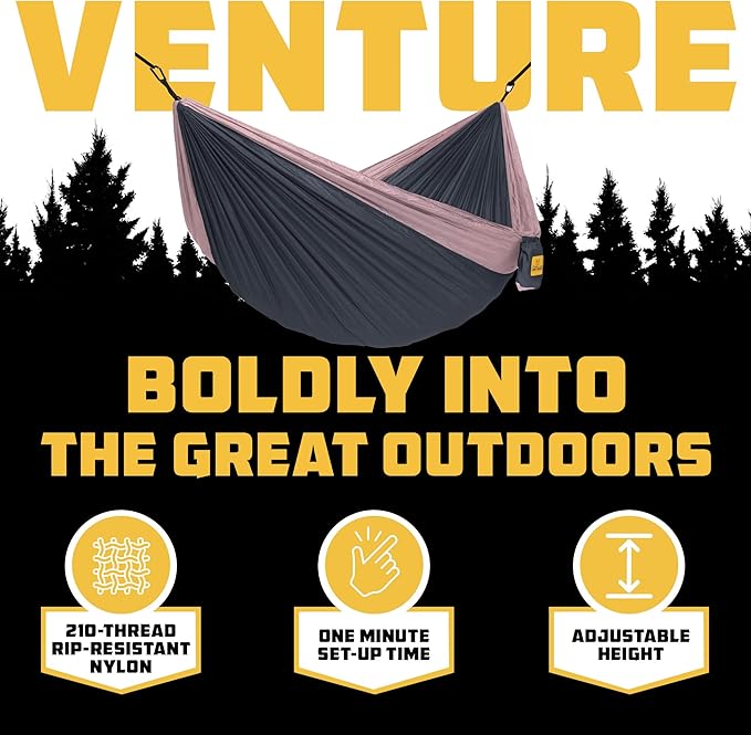 Wise Owl Outfitters キャンプハンモック – 耐荷重500ポンド ポータブルハンモック ツリーストラップ付き – 旅行、バックパッキング、ハイキング、アウトドアキャンプ用品 – シングルまたはダブル