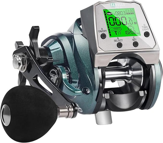 Digital Baitcasting Fishing Reel with LCD Display,8 oz Ultralight Electric Baitcaster Reel, 22-35 Lb Max Drag,6.3:1/7.2:1 Gear Ratio,Left/Right Handed,Compact Design for Freshwater & Saltwater