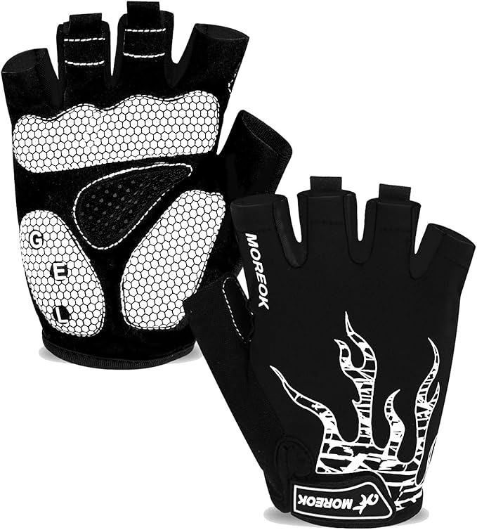 MOREOK Cycling Gloves Bike Gloves for Men/Women-[5MM Gel Pad] Half Finger Bicycle Biking Gloves for Cycling/Weight Lifting/Gym/Motorcycle/Rowing/Outdoor Sports