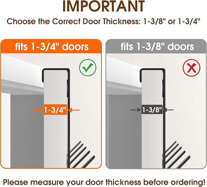 KitchLife Over The Door Hooks with 7" Extended Arms, Fits 1-3/4" Doors, J18U, Heavy Duty Bathroom & Closet Towel Rack, Double-Hooks Hanger 1 Pack, Matte Black