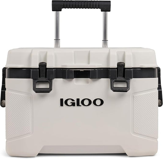 Igloo Trailmate 52Qt Wheeled Cooler, Insulated Hard Shell Ice Chest, Bone