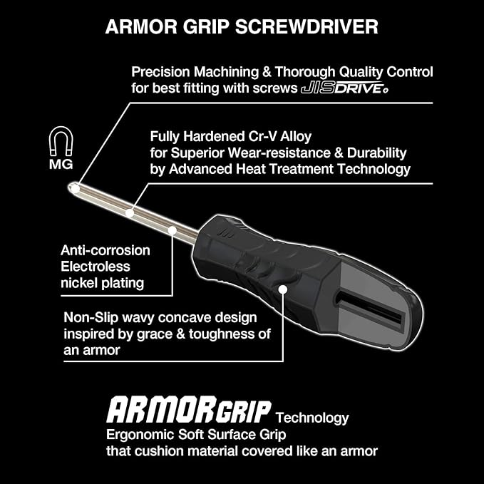 ベッセル - ARMOR GRIP™ ドライバー クロスポイント 4本組 (JISDRIVE) No.550APH4PBU