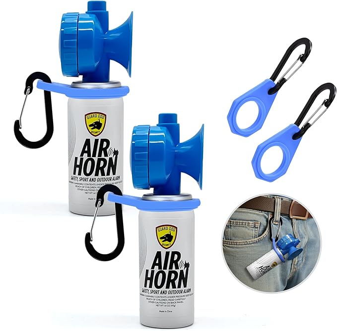 Guard Dog Security Air Horn For Safety, Loud Blow Horn, Hand Held Mini Air Horn for Self-Defense, Audible Over 1 Mile, 1.4 oz Can, Powerful, Portable and Mini Canned Accessories for Protection