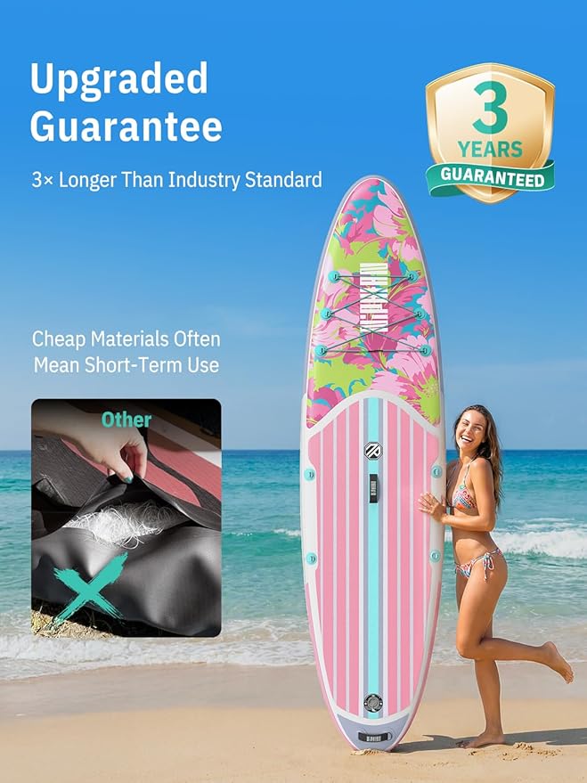 Niphean Inflatable Stand Up Paddle Board with SUP Accessories, Anti-Slip EVA Deck, 10’6’’ Inflatable Paddle Boards for Adults & Youth of All Skill Levels
