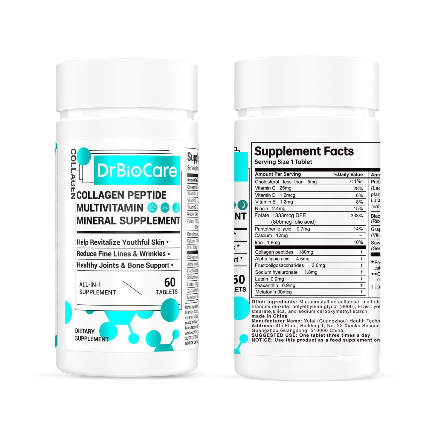 Collagen,Vitamin&Mineral,ContainsVitamin D3,VitaminC, Probiotics,Vitamin E,Vitamin B &Multivitamin Healthcare Edible 60 Count