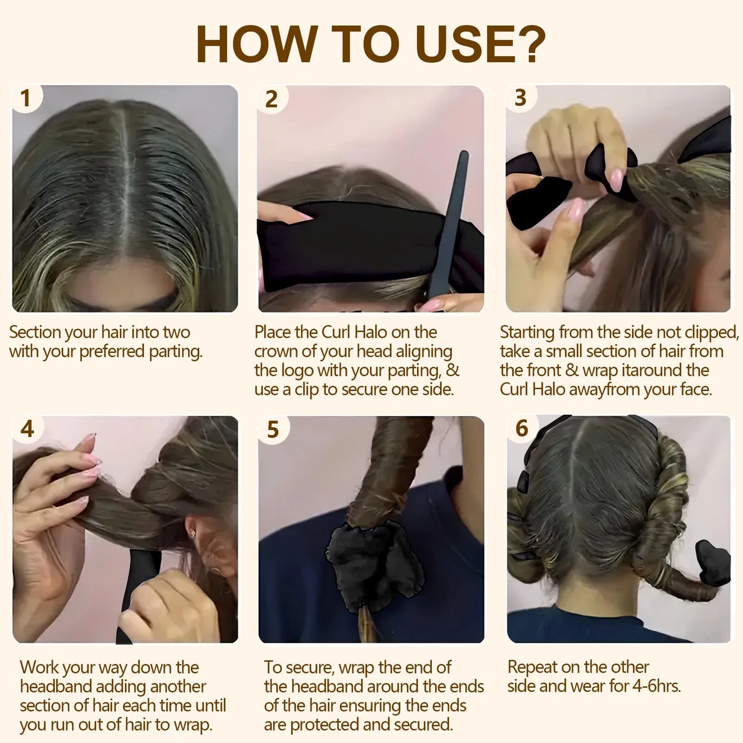 Satin Heatless Hair Curler, Lazy Natural Soft Wave DIY Heatless Curls For Sleep In Overnight, For All Hair Types - Black