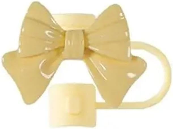 Silicone Straw Topper for Stanley 30and40 OzSplash Proof Straw Topper Cute Bow Straw Straw Cover CapReusable Straw Cap Cover Drinking Straw Tip Covers for Stanley Cups (Yellow)