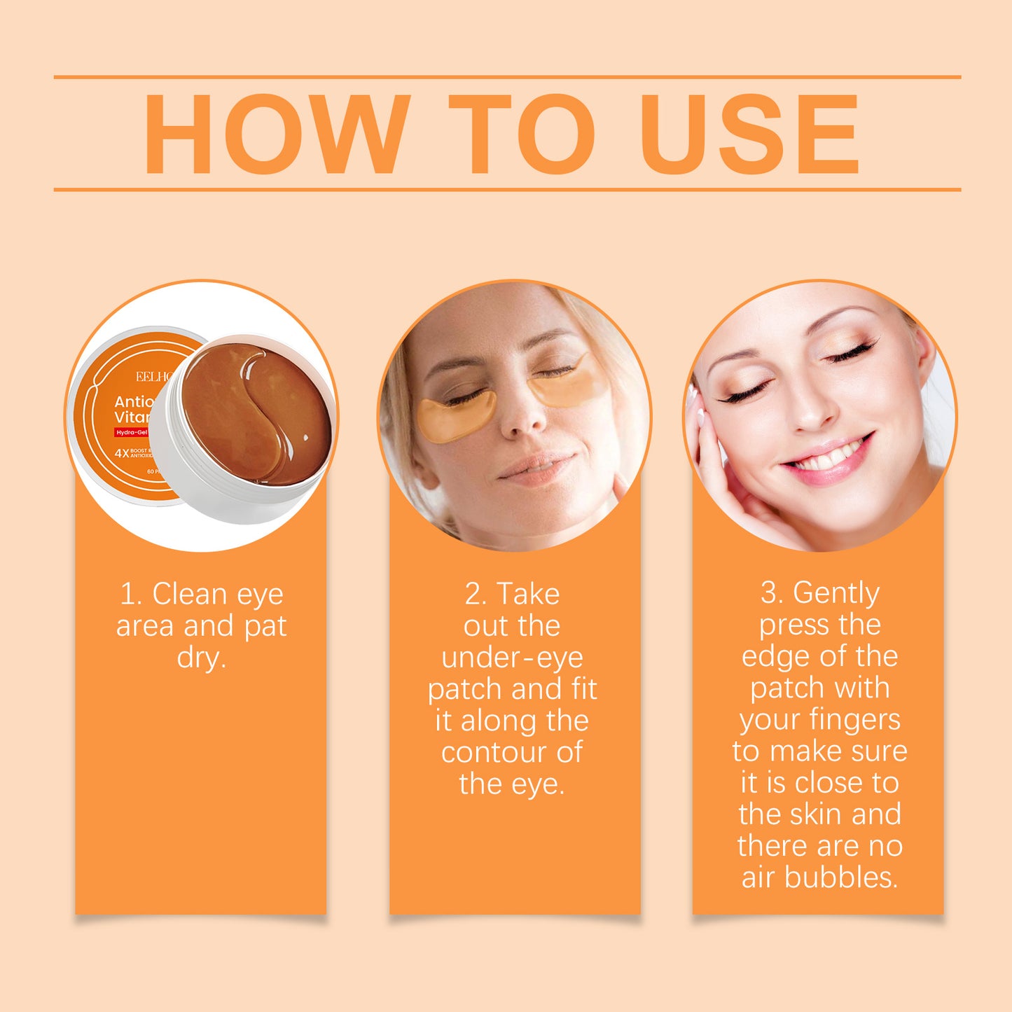 EELHOE Vitamin C Under Eye Patches For Dark Circles Care, Cooling, Moisturizing, Hydrating Eye Area Mask Patches