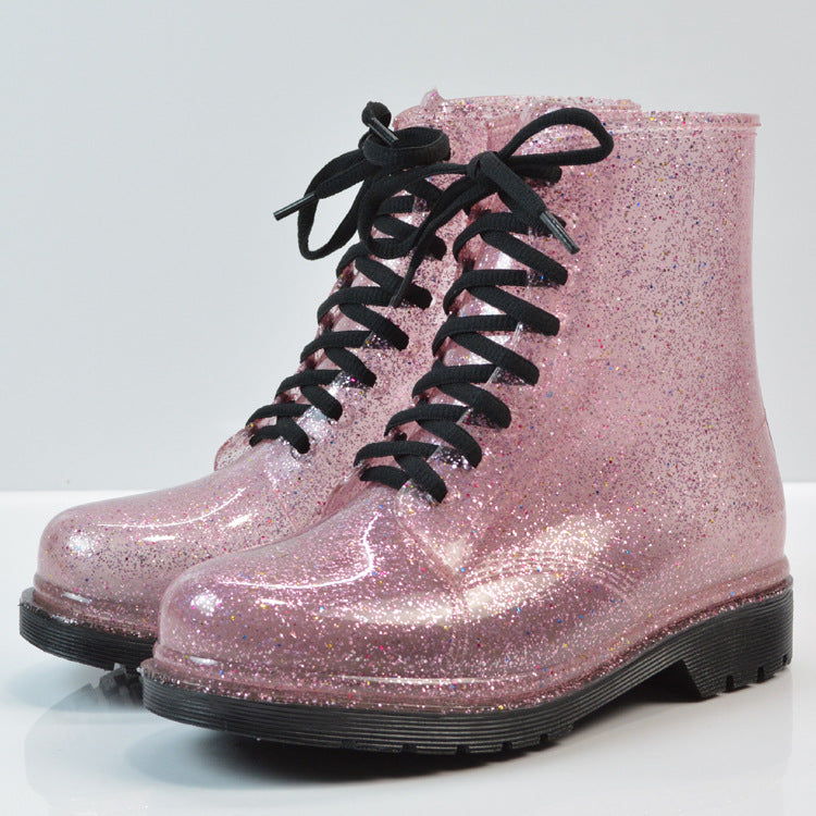 Fashionable Winter Women's Transparent Glitter Rain Boots