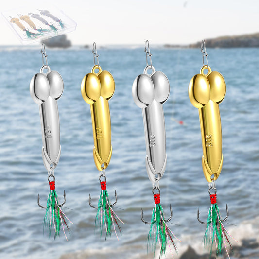 Relaxgiant 4個セット 面白い釣りルアー バストラウト トップウォーター スプーフィッシュ ギフト 男性向け 淡水海水釣り具 スプーン クリスマス 釣り好き男性へのプレゼント