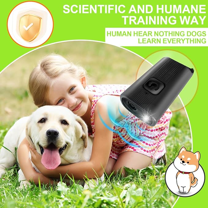 Mini Ultrasonic Dog Bark Deterrent Device - Stop Dog Barking Device for Own or Neighbor's Dog, Rechargeable Anti Barking Dog Trainer Portable Stop Barking Pet Training Tool